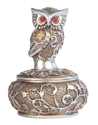 Owl Round Trinket Box Silver and Gold | GSC Imports