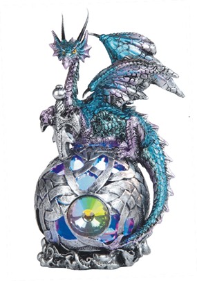 6" Blue Dragon with Silver LED Globe | GSC Imports