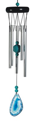 20" Wooden Top Blue Agate Gem Chime | GSC Imports