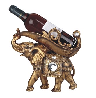 11" Golden Thai Elephant Wine Holder | GSC Imports
