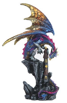 8 1/2" HighBlue Dragon on Castle | GSC Imports