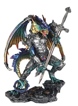 12" Blue/Green Dragon with Armor & Sword | GSC Imports