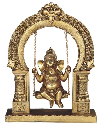 10" Gold Ganesha on Swing | GSC Imports