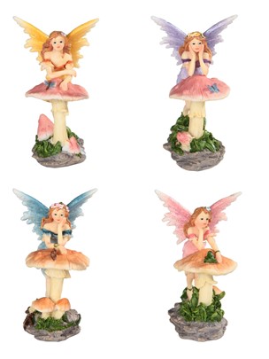 4" Fairy Leaning on Mushroom Set | GSC Imports