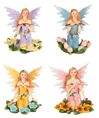 3" Fairy Sitting on Flower Bed Set | GSC Imports