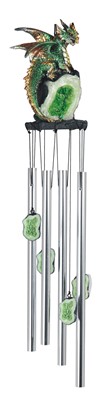 Dragon on Green Crystal Round Top Windchime | GSC Imports