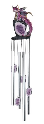 Dragon on Purple Crystal Round Top Windchime | GSC Imports