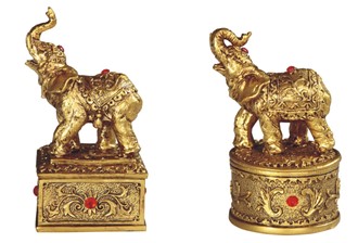 4" Gloden Thai Elephant Trinket Box Set | GSC Imports