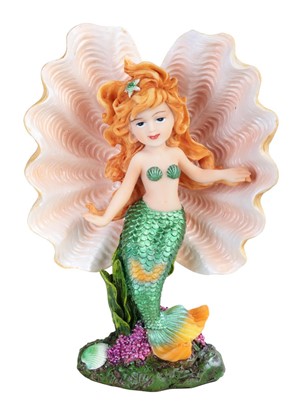 6 3/4" Green Mermaid in Shell | GSC Imports
