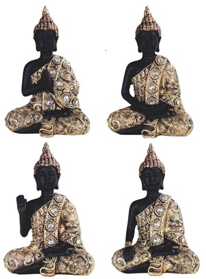 4 3/4" Mini Gold/Black Praying Monk Set | GSC Imports