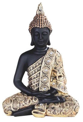 9 1/2" Gold/Black Meditate Buddha | GSC Imports