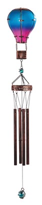 36" Blue/Pink Glass Air Balloon Wind Chime | GSC Imports