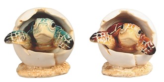 3" Sea Turtle Egg Brown & Blue 2pc Set | GSC Imports