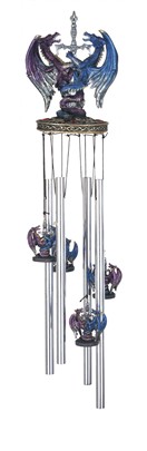 Dragon Wind Chime PP/Blue Sword, Round Top