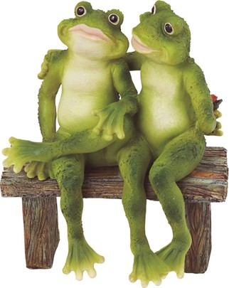 Frog Couple sitting on Bench