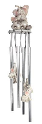 Elephant with Baby Round Top Wind Chime