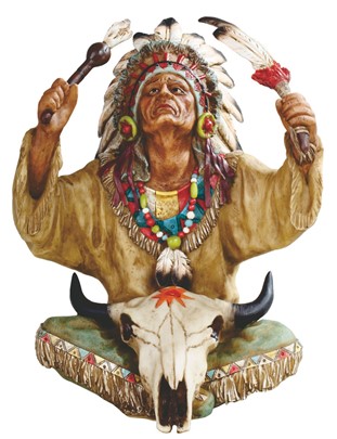Indian with Bull Skull 10"H