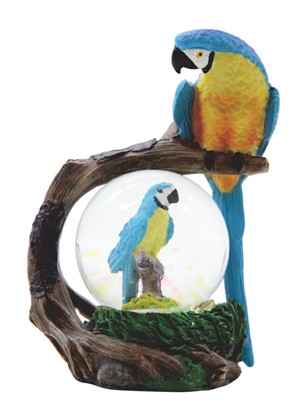 Blue Parrot Snow Globe