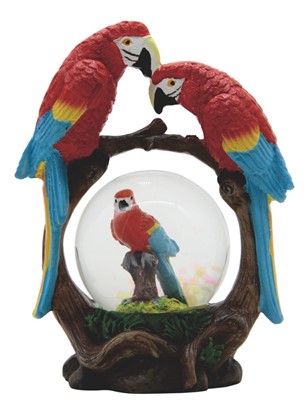 Red Parrots Snow Globe