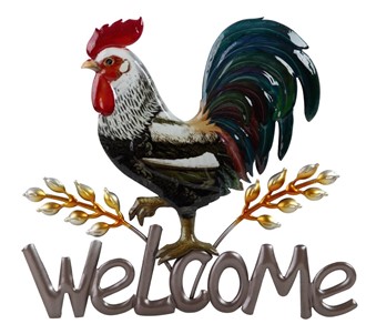 Rooster Welcome Wall Plaque