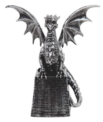 Silver Dragon on Brick Patastal