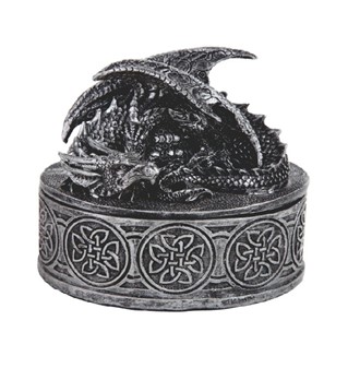 Silver Dragon Trinket Box-Round