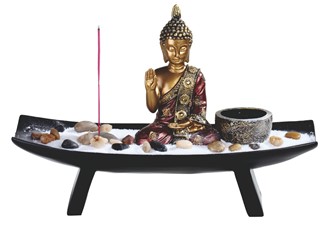 Buddha with Candle&Incense Holder