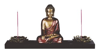 Buddha - Earth Touching, Candle&Incense Holder
