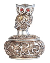 View Owl -Silver&Gold, Round Trinket Box