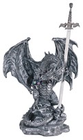 View Large-scale Silver Dragon in Armor with Sword