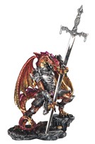 View Red/Gold Dragon with Armor & Sword