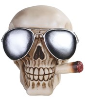 View Skull Smoking with Pilot Glasses