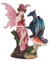 View Fairy with Dragon on Mushroom