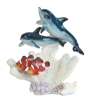 Blue Dolphins with Clownfish on Coral | GSC Imports