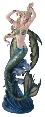 Large-scale Green Mermaid Fairy on wave | GSC Imports