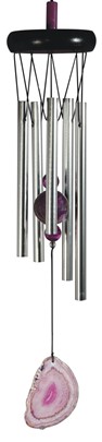 20" Wooden Top Pink Agate Gem Chime | GSC Imports