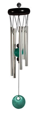 20" Wooden Top Green Agate Gem Chime | GSC Imports