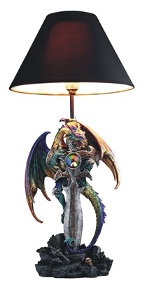 24" Purple/Green Dragon Lamp | GSC Imports