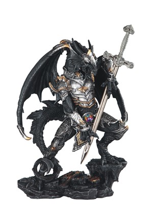 12" Black/Silver Dragon with Armor & Sword | GSC Imports