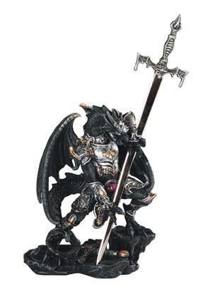 5" Black/Silver Dragon with Armor & Sword | GSC Imports