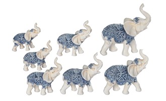 2" - 4" Blue/White Thai Elephant Set | GSC Imports