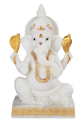 10 1/4" White/Gold Ganesha | GSC Imports