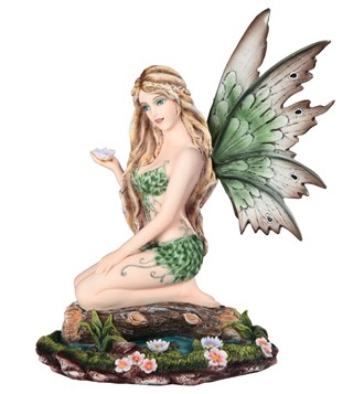 9" Green Fairy Sitting on Pond | GSC Imports