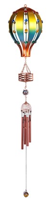 34"Air Balloon Copper Gem Chime Gold/Blue | GSC Imports