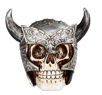 5 1/2" Armored Skull with Ox Horn | GSC Imports