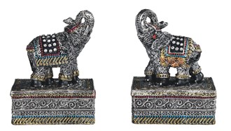 4" Black Thai Elephant Trinket Box Set | GSC Imports