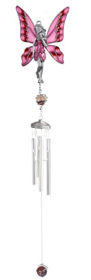 28" Pink Fairy Pewter Gem Chime | GSC Imports