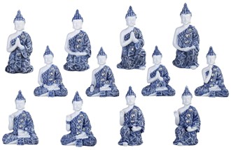 3 1/2" Mini Blue/White Mini Buddha Set | GSC Imports