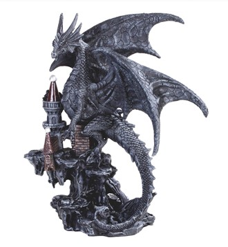 7 3/4" Black Dragon on Castle | GSC Imports