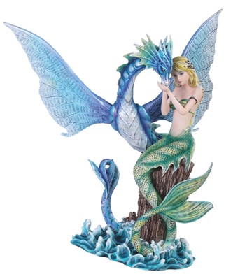 11" Green Mermaid with Sea Serpent | GSC Imports